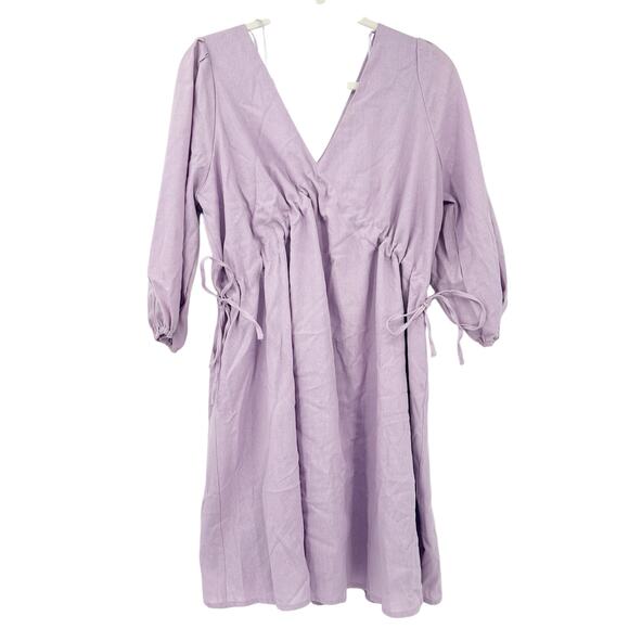 NWT‎ Fashion Nova Preppy Beachy Shirley Linen Blend Mini Dress Size 1X Lavender - Picture 2 of 8